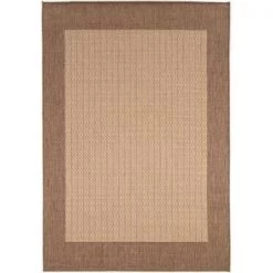 Couristan 10053000063092T 5 ft. 10 in. x 9 ft. 2 in. Recife Checkered Field Rug - Natural & Cocoa