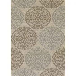Couristan 30891863023710U 2 ft. 5 in. x 7 ft. 10 in. Five Seasons Montecito Rectangle Area Rug - Cream & Sky Blue