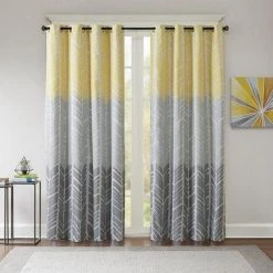 Intelligent Design ID40-1014 100 Percent Polyester Printed Lined Blackout; Window Panel; Yellow