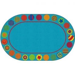 Flagship Carpets FE298-45A 7 ft. 6 x 12 ft. Patterned Circles Rug - Oval