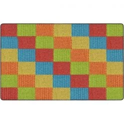 Flagship Carpets FA1009-44FS 7 ft. 6 x 12 Cozy Basketweave Blocks Classroom Rug; Multicolor - Rectangle