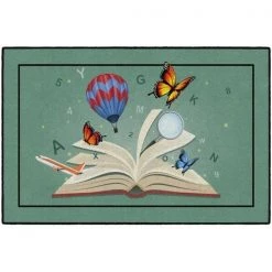 Flagship Carpets CE485-22W 4 x 6 Explore Through Reading Rug - Rectangle