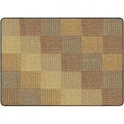 Flagship Carpets FA1010-32FS 6 x 8 ft. 4 Cozy Basketweave Blocks Classroom Rug; Natural - Rectangle