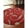 Glitzy Rugs UBSK00733T2601B8 8 x 8 ft. Hand Tufted Wool Floral Round Area Rug; Red & Beige