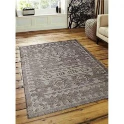 Glitzy Rugs UBSJ00029H3101A1 3 x 5 ft. Hand Woven Kilim Jute Eco-Friendly Oriental Rectangle Area Rug; White & Beige