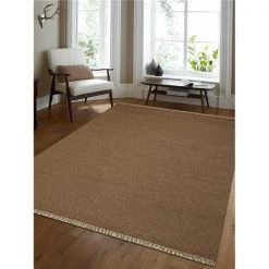 Jensendistributionservices 3 x 5 ft. Hand Woven Flat Weave Kilim Wool Solid Rectangle Area Rug; Cream
