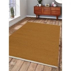 Glitzy Rugs UBSD00111H0012A11 6 x 9 ft. Hand Woven Flat Weave Kilim Wool Solid Rectangle Area Rug; Gold