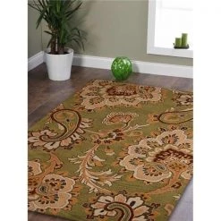 Glitzy Rugs UBSK00151T0013A16 8 x 11 ft. Hand Tufted Wool Floral Rectangle Area Rug; Green