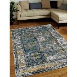 Glitzy Rugs UBSM00036M0032A4 4 x 6 ft. Machine Woven Heatset Polypropylene Oriental Rectangle Area Rug; Silver