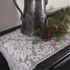 Downton Abbey HD-1449B Damask 14 x 49 in. Runner; Black