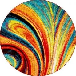 Home Dynamix 769924449219 5 ft. 2 in. Splash Adja Round Area Abstract Rug - Red; Blue & Green