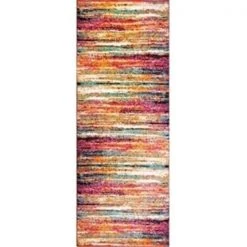 Home Dynamix 769924481172 1 ft. 9 in. x 7 ft. 2 in. Splash Cellis Runner Area Abstract Rug - Orange; Blue & Cream