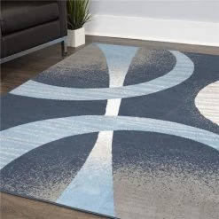 Home Dynamix 769924532089 7 ft. 8 in. x 10 ft. 7 in. Lyndhurst Melia Area Abstract Rug - Midnight Blue & Gray