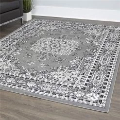 Home Dynamix 769924532232 5 ft. 2 in. x 7 ft. 4 in. Lyndhurst Asiana Area Medallion Rug - Gray