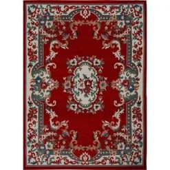 Home Dynamix 769924013137 3 ft. 7 in. x 5 ft. 2 in. Premium Sakarya Area Border Rug - Claret