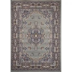 Home Dynamix 769924040027 5 ft. 2 in. x 7 ft. 4 in. Premium Sakarya Area Border Rug - Silver