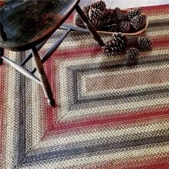 Homespice Decor 511713 20 x 30 in. Chester Jute Rectangular Braided Rug - Red; Brown & Natural