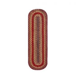 Homespice Decor 596123R 8 x 28 in. Small Table Runner Oval Cider Barn Jute Braided Rug Accessories - Red
