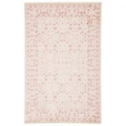 Jaipur Living RUG142066 5 ft. x 7 ft. 6 in. Fables Regal Damask Power Loomed Transitional Rectangle Area Rug; Ivory & Pink