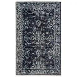 Jaipur Living RUG143001 Fayer Indoor & Outdoor Medallion Area Rug; Blue & Black - 2 x 3 ft.