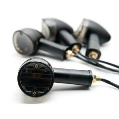 Krator TL044-BS Motorcycle Front RearTurn Signals Light; Pack of 4 - Black & Amber