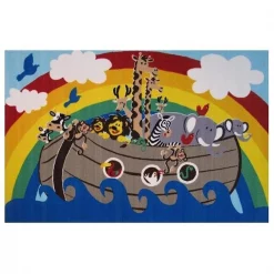 Dwellingdesigns 39 x 58 in. Fun Time-Animal Boat Kids Rugs