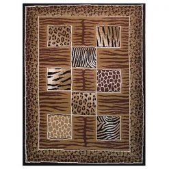 La Rug, Fun Rugs LA Rug 12-009 Black 5.3 x 7 ft. Rectangle Olympic Area Rug Zebra Leopard - Black