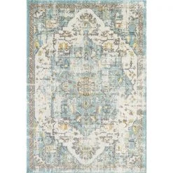 Lbaiet MT303B57 5 x 7 ft. Matira Collection Power Loom Machine Made Chloe Blue Oriental Rectangle Rug