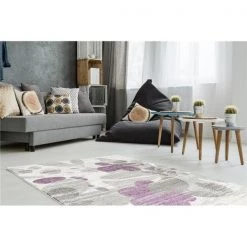L Baiet LP964G46 Amy Floral Rug; Grey - 4 x 6 ft.