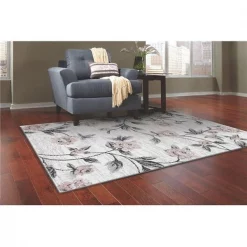 L Baiet DN509P46 Luna Floral Rug; Pink - 4 x 6 ft.
