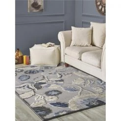 L Baiet DR642B57 5 x 7 ft. Nadia Floral Rug; Blue