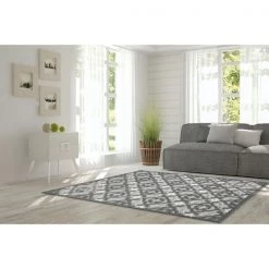 L Baiet DR171G46 4 x 6 ft. Carrie Trellis Rug; Grey