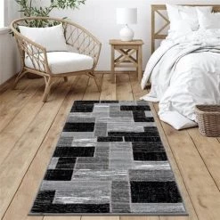 Lbaiet SL973C26 Black Verena Geometric 2 x 6 ft. Runner Rug; Black & Gray
