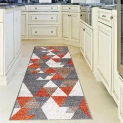 Lbaiet CH854V46 Emani Geometric 4 x 6 ft. Rectangle Area Rug; Orange; Gray; White & Brown