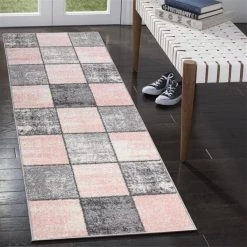 Lbaiet CH520P26 Pink Lyanna 2 x 6 ft. Runner Rug; Pink; White & Gray