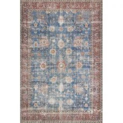 Loloi Rugs LORELQ-01BBBK160S 1 ft. 6 in. x 1 ft. 6 in. Loren Hand Knotted Rug; Blue & Brick