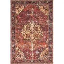 Loloi Rugs LORELQ-07RENV2339 2 ft. 3 in. x 3 ft. 9 in. Loren Hand Knotted Rug; Red & Navy