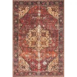 Loloi Rugs LORELQ-07RENV2676 2 ft. 6 in. x 7 ft. 6 in. Loren Hand Knotted Rug; Red & Navy