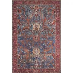 Loloi Rugs LORELQ-10BBRE5076 5 ft. x 7 ft. 6 in. Loren Hand Knotted Rug; Blue & Red