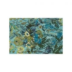 Loloi Rugs WILDWV-03AQGR3656 3 ft. to 6 in. x 5 ft. to 6 in. Wild Bloom Hooked Contemporary Rug; Aqua & Green
