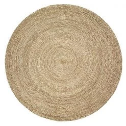 LR Resources NATUR12033GRY60RD 6 ft. Natural Jute Round Area Rug; Gray