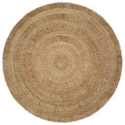 LR Resources NATUR12034GRY40RD 4 ft. Natural Jute Round Area Rug; Gray