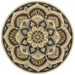 LR Resources DAZZL54062BLK60RD 6 ft. Dazzle Round Area Rug; Black