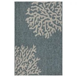 LR Home CAPTI81022BGR5070 5 x 7 ft. Captiva Andros Reef Indoor & Outdoor Area Rug; Blue & Gray