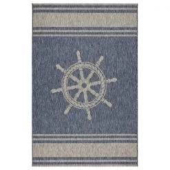 LR Home CAPTI81025NVG5070 5 x 7 ft. Captiva Nautical Helm Indoor & Outdoor Area Rug; Navy & Gray