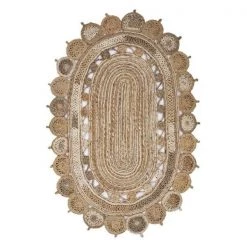 LR Resources NATUR12038BHG57OV Natural Jute Sultana Indoor Oval Area Rug - Bleach Gray