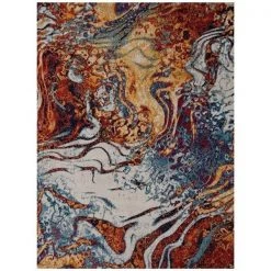 LR Resources KISME81492ITR5372 Abstract Collision Rectangle Area Rug Multi Color - 5 ft. 3 in. x 7 ft. 2 in.