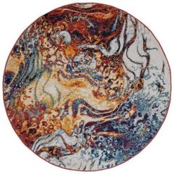 LR Resources KISME81492ITR44RD Abstract Collision Round Area Rug Multi Color - 4 ft. x 4 in.