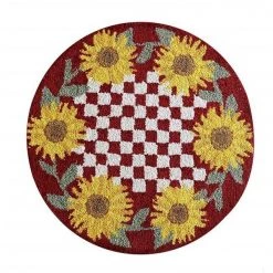 LR Resources SINUO54103RED40RD Sunflower Hand Tufted Round Area Rug Red - 4 ft.