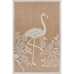 LR Resources CATAL81501BEI5070 Flamingo Rectangle Indoor & Outdoor Area Rug Beige & Natural - 5 ft. 0 in. x 7 ft. 0 in.